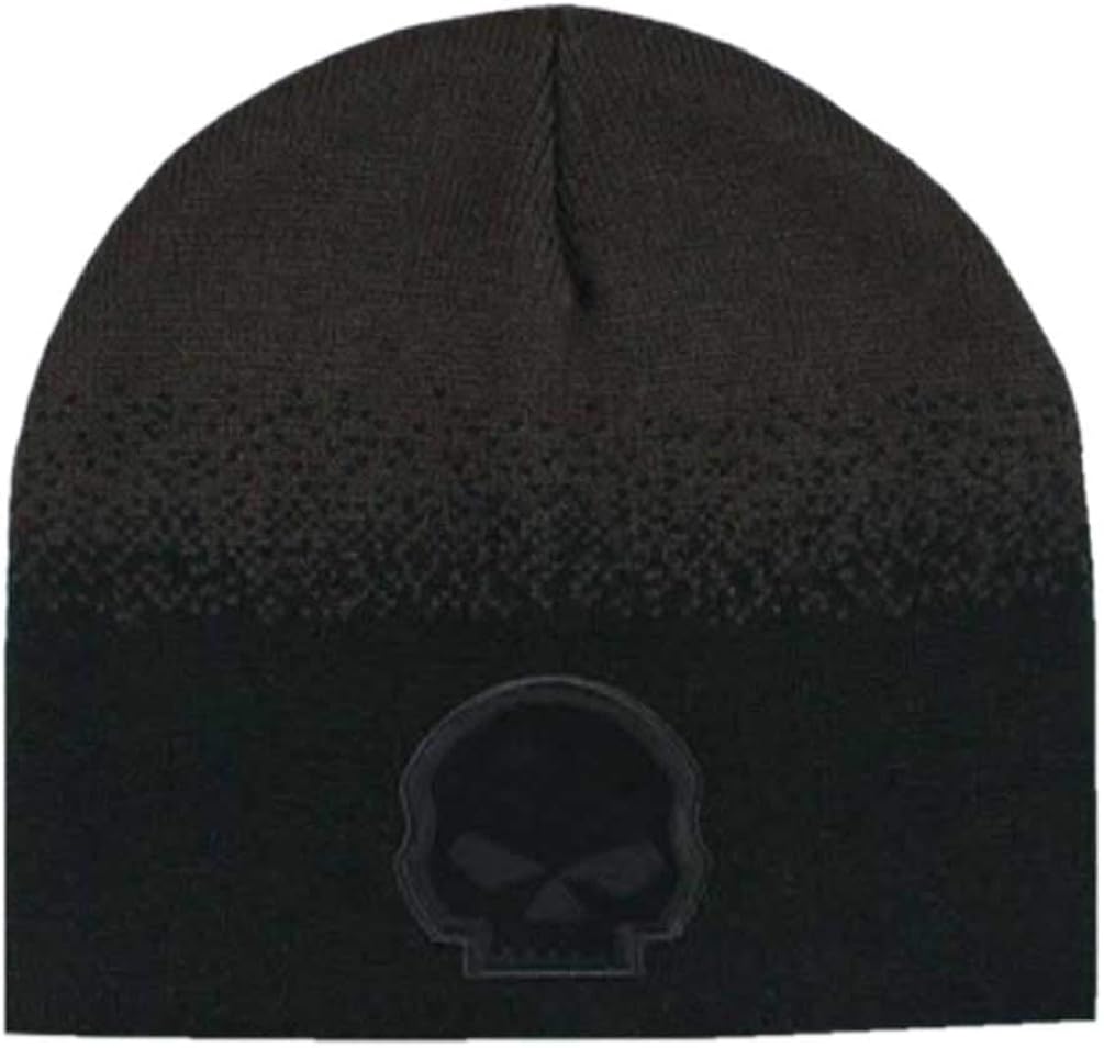 HarleyDavidson Men's Willie G Skull Knit Beanie Hat, Black & Brown