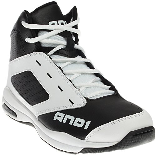 AND1 Men's Typhoon Mid Basketball Shoe,Black/White/Black,US 8 M