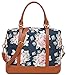 Women Ladies Weekender Bag Overnight Carry-on Tote Duffel in Trolley Handle (Flower-Blue)