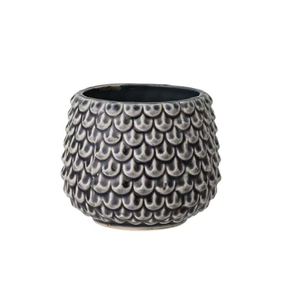 Nordring Ceramic Flower Pot Pino - colorful Planter, Pot for plants, sukkulents Size S (9,5 cm ø) Dia 3,75'' H 3'', Stoneware, grey