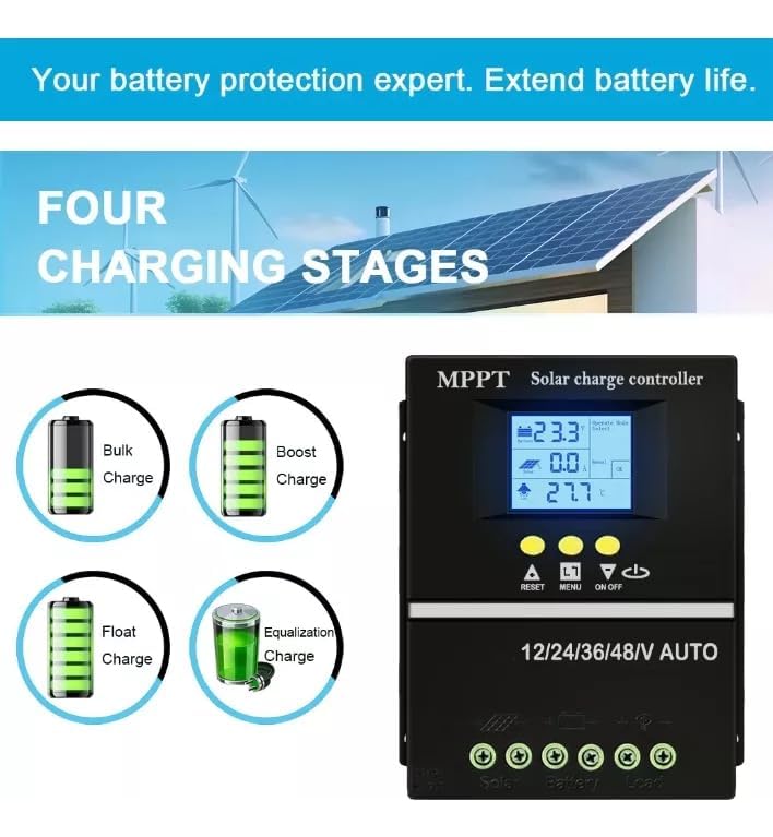 Controlador De Carga Solar 100a Mppt Regulador Tecido Painel