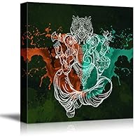 Canvas Wall Art Tribal Elephant Rustic Effect Canvas Prints Home Artwork Decoration for Living Room,Bedroom - 12x12 inches