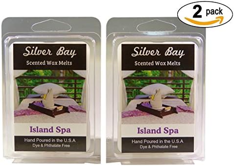 Silver Bay Island Spa Scented Wax Melts Dye Free, 2 Pack, Made With the Highest Percentage of Scent Oil Possible, Total of 12 Cubes or 6.4 Ounces Total.