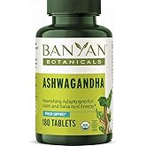 Banyan Botanicals Organic Ashwagandha - 1000mg per Serving - Cortisol Manager & Stress Relief Supplement - Adrenal Support for Mood, Restful Sleep & Muscle Recovery - 180 Tablets - Non-GMO, Vegan*