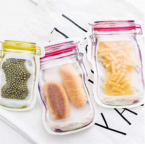 image for LOSOUL 4 Pieces Mason Jar Zipper Bags Reusable Snack Saver Bag Leakpro