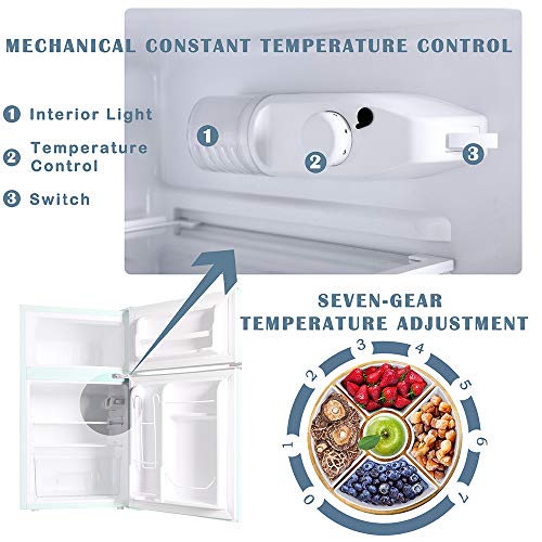 Northair 2Door Mini Refrigerator with Handle, 3.2 Cubic Feet Capacity