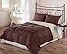 Chezmoi Collection 3-Piece Super Soft Goose Down Alternative Reversible Comforter Set, King, Brown Tan