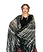 Black Evening Bird feathers Hand Painted & Printed Silk Cashmere Shawl Scarf