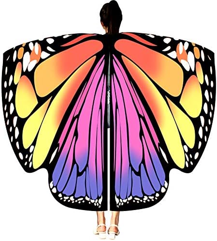 Butterfly Wings Shawl, Women Fairy Butterfly Cape Costume with Mask for Halloween Xmas Party