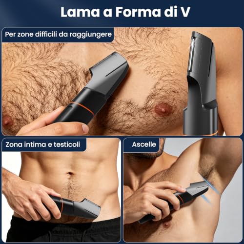 MAXGROOM 4 in 1 Men's Electric Shaver Body Kit, Men's Intimate Shaver IPX6 Wet and Dry Use, Body Hair Removal USB C Charging (Black, M)