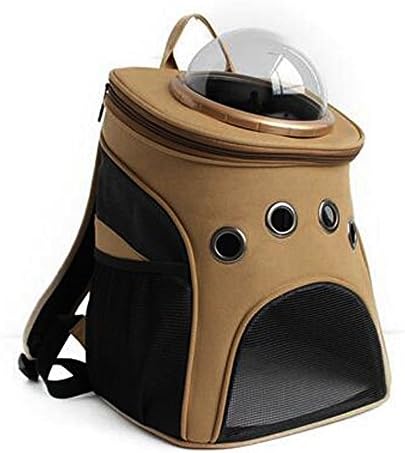 KARMAS PRODUCT Canvas Breathable and Transparent Traveler Bubble Backpack Pet Carriers Airline Travel Approved for Cats and Dogs,Khaki