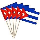 stidsds 100 Pcs Cuba Flag Cuban Toothpick Flags Mini Small Cuba Cupcake Toppers Stick Flags Banner Country Party Cocktail Fruit Decoration