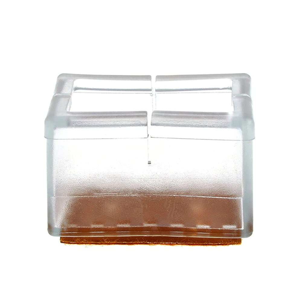 ANCLLO 12pcs Rectangle Chair Leg Caps Transparent Clear Silicone Table Furniture Leg Feet Tips Covers Wood Floor Protectors Felt Pads Prevent Scratches-Small