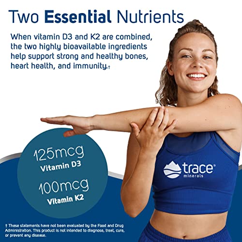 Trace Minerals Liquid Ionic Vitamin D3 + K2 125 mcg (5,000 IU) D3