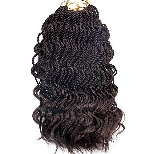 Wavy Senegalese Twist Crochet Hair for Black Women - 14 Inch, 6 Packs, Pre-Looped With Curly Ends (4#)