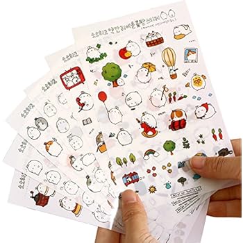 Qingsun 6 Sheets Cute Bunny Rabbit Charactor Sticker Cartoon Diary Scrap Book Scrapbooking Decor Decoration Lot Korean Stationery