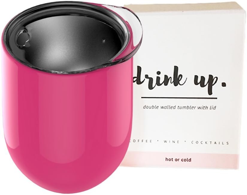 Unbreakable Stemless Wine Glasses | Insulated Lowball Wine Tumbler by Revel Gifts | Outdoor Stainless Steel Wine Glass with Lid | Birthday Gifts for Women