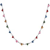 Karmiir Small Heart Necklace for Women - 18K Gold/Silver/Colorful Plated Heart Choker Necklace - Cute Tiny Simple Minimalist Necklace Women's Dainty Layered Jewelry