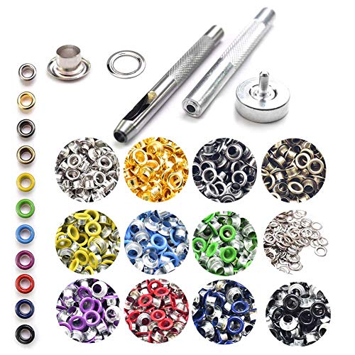 600Sets Assorted 3/16 Inch Metal Eyelets Grommets Kit, Metal Eyelets with Washers and 3 Installation Tools for Fabric, Clothing, Belts, Bags, Shoes Eyelets, Tag, DIY Leather Craft (11 Color)
