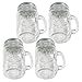 Tosnail 15 Oz. Mason Jar Mugs with Handle, Tin Lid and Plastic Straws - Old Fashion Drinking Glasses - Pack of 4