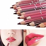 COOSA 12pcs Women's Professional Makeup Lipliner Waterproof Lip Liner Pencil Set
