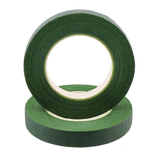 LOKIPA 2 Rolls Dark Green Floral Tape 1/2” Wide Floral Tape 30 Yards Floral Arrangement Accessories for Bouquet Stem Wrap Wedding Bouquet Flower