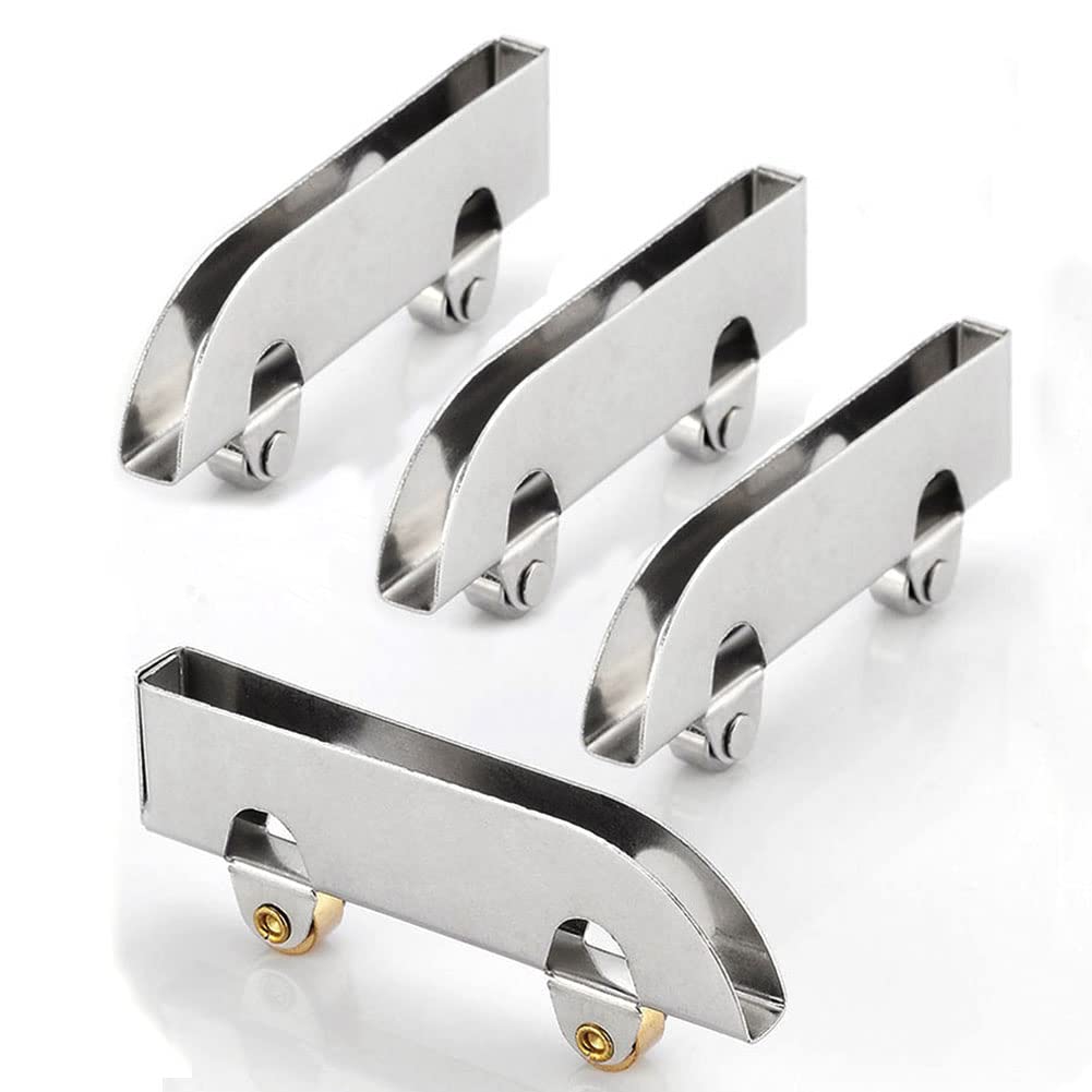 Shower Door Rollers Wheels, Stainless Steel Runner Pulley Roller Ultra Thin 4Pack Shower Bottom Wheels Replacement Shower Door Fixing Pulleys Display Cabinet Door Glass Pulley Fit 5mm Thickness Glass