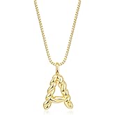 AiviGirl Initial Necklaces for Women Trendy,14K Gold Plated A-Z Pendant Bubble Letter Necklace Gold Dainty Cute Hypoallergenic Jewelry Fashion Accessories Birthday Gifts for Her