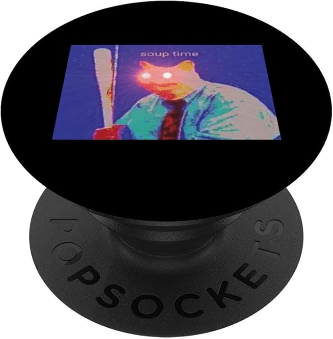 Amazon Com Soup Time Meme Cat Red Laser Eyes Popsockets Popgrip Swappable Grip For Phones Tablets
