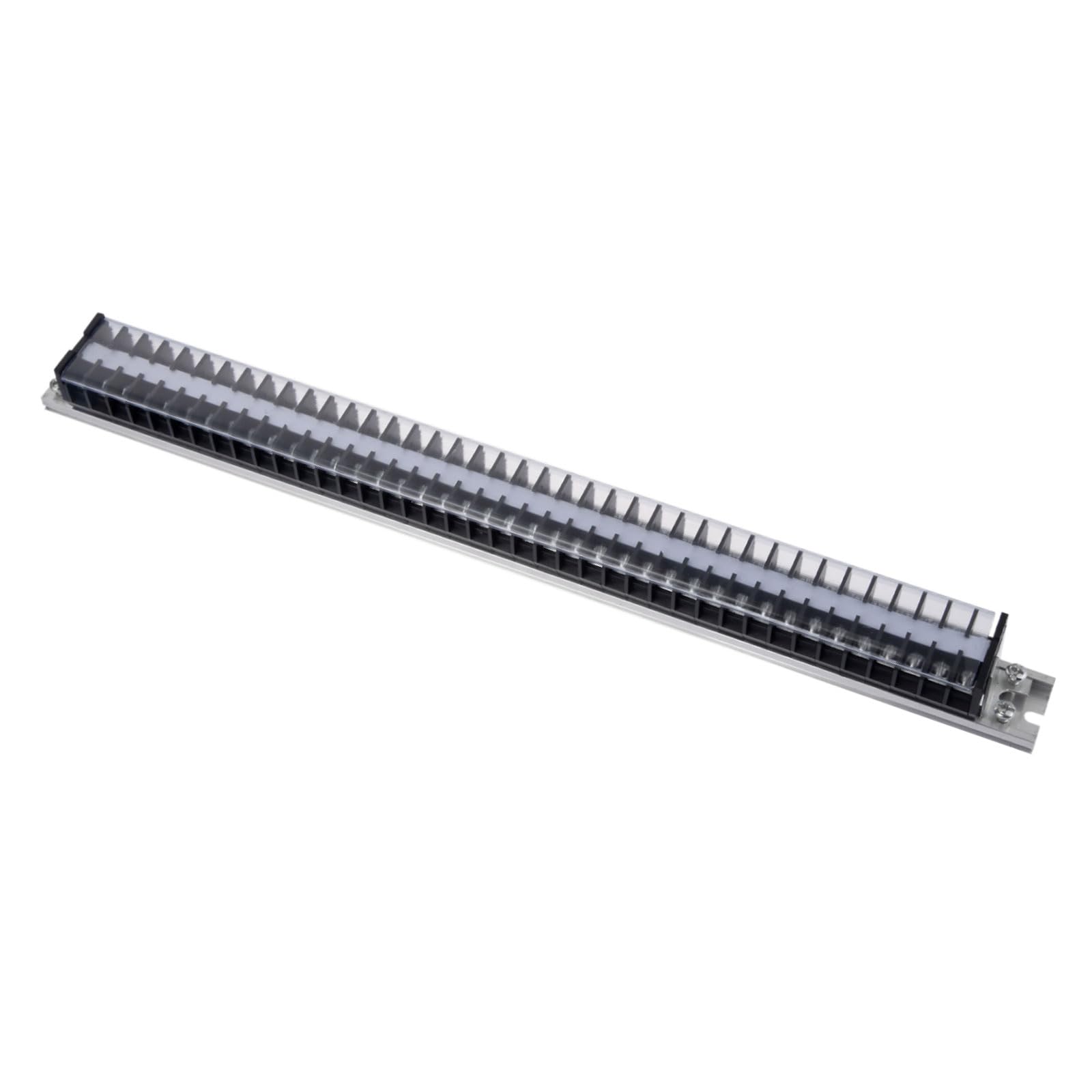Rebower 40 Positions Dual Rows 600V 15A Terminal Strip Blocks Barrier Screws (with Cover), [for Wires Connecting, Electronic Circuits] - 1 Pack/Black