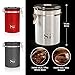Stainless Steel Coffee Canister - CO2 Escape One-Way Valve - 16OZ Airtight Coffee Container - Free eBook & Scoop