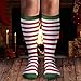 Gone For a Run Knee High Half Cushioned Athletic Running Sock | Running Christmas Elf (Red and White Stripes/Green) one size fits all