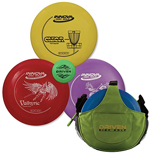 Driven Disc Golf Set - 3 Disc Starter Kit + Kiwi Green Slingshot Bag - Perfect for Beginners - Includes Innova Driver, Midrange, and Putter + FREE Mini Disc and 100% Satisfaction Guarantee - Thumbnail 4
