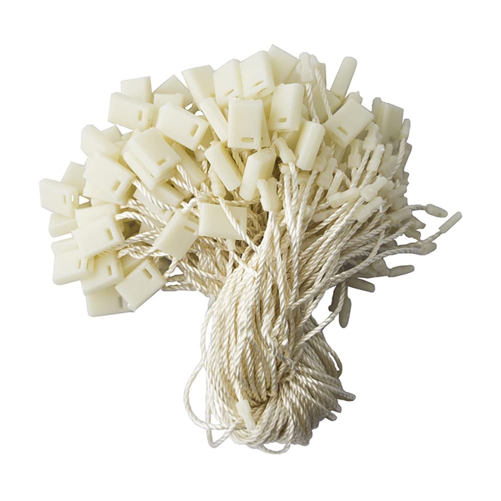 200Pcs Clothing Hang Tag String Clothing Tag Rope String with Push Locker String Snap Lock Security Tags Price Tagging Fasteners(Beige)