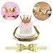 Baby Girl Birthday Glitter Bow Crown Headband Princess Sparkly Tiara Hair Accessories Set of 2 (Gold)