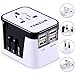 International Travel Adapter, All in One Universal Worldwide European Power Plug with 2.4A 4-Port USB Wall Charger for USA EU UK AUS in Black