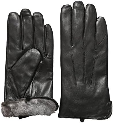 Men's Luxury Rabbit Fur Lined Genuine Soft Touchscreen Leather Gloves