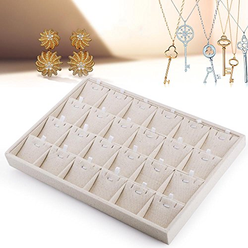 Oirlv Stockable 24 Grids Insert Jewelry Tray Pendant Earrings Storage Trays Showcase Display Organizer