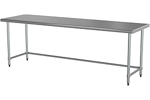 KROLLEN INDUSTRIAL 30" x 96" 18-Gauge 430 Stainless Steel Open Base Work Table for Commercial Kitchen, Restaurant, Cafe