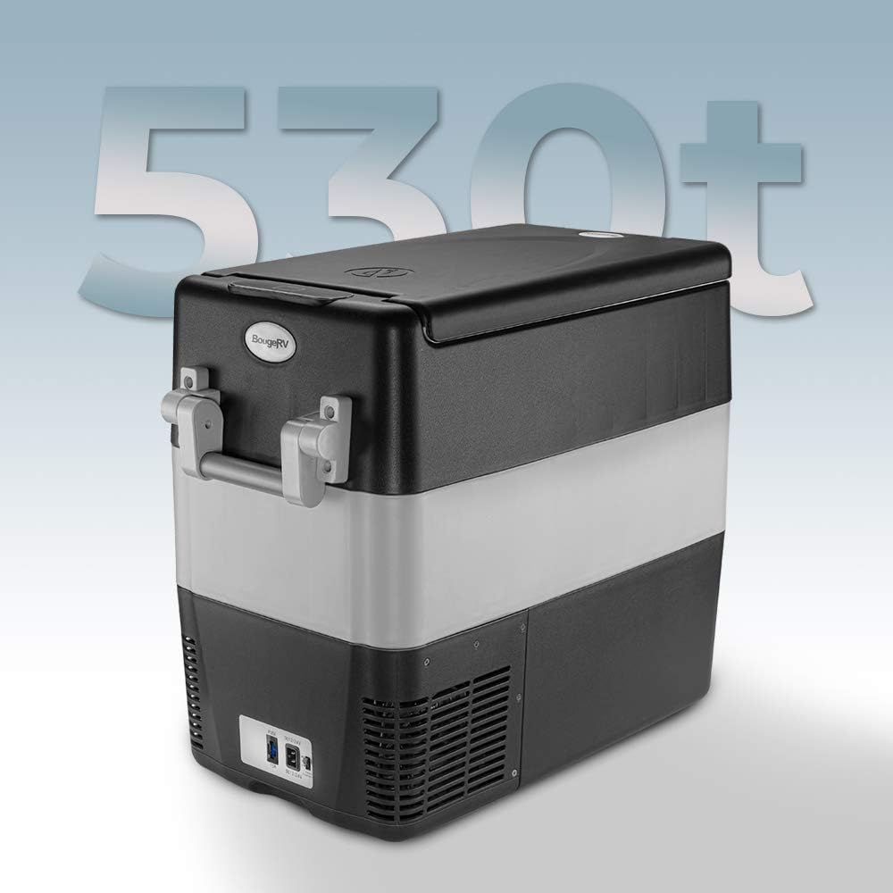 BougeRV 12V Portable Refrigerator 53 Quart Car Freezer Fridge 12V/24V DC 110~240Volt AC For RV Camper Truck Jeep Pickup SUV Van Boat, Camping Tailgating Road Trip Outdoor Travel home use,-4?~50? Black
