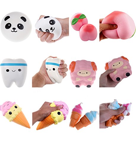 image for XIDAJE 12 PCS Random Kawaii Mini Soft Foods Panda Bread Bun Toasts Don