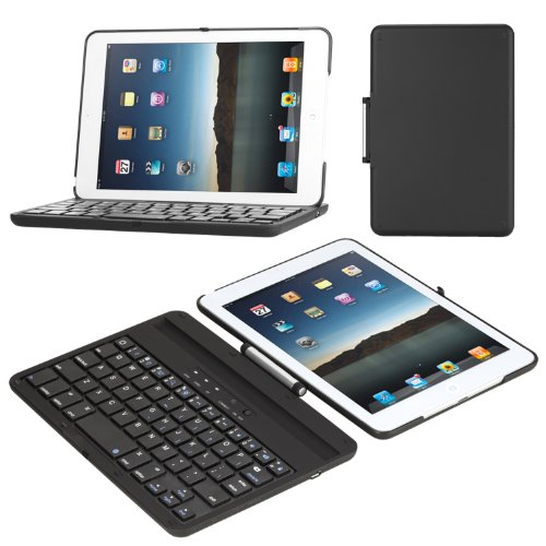 Exact-360-Degree-Rotation-Bluetooth-Keyboard-with-Aluminum-Shelf-for-iPad-Mini-Black-Support-Auto-SleepWake-Fu
