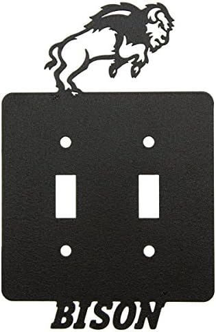 North Dakota State University NDSU Bison Double Light Switch Plate-Cover (Black)