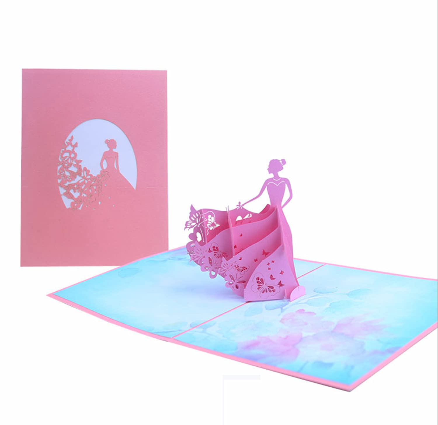 Card for Valentine's Day, 3D Pop-Up Card for Birthday, Wedding, Anniversary, Engagement, Valentine's Day Card with Envelope - Princess