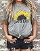 Live A Little Shirt Cute Sunflower Graphic Tees for Women Summer Inspirational Casual Short Sleeve T-Shirts Tops Size M (Gray)