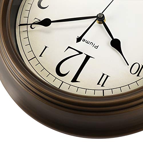 Plumeet Large Retro Wall Clock 13'' Non Ticking Classic Silent Clocks