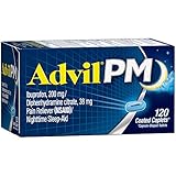 Advil PM (120 Count) Pain Reliever/Nighttime Sleep Aid Coated Caplet, 200mg Ibuprofen, 38mg Diphenhydramine