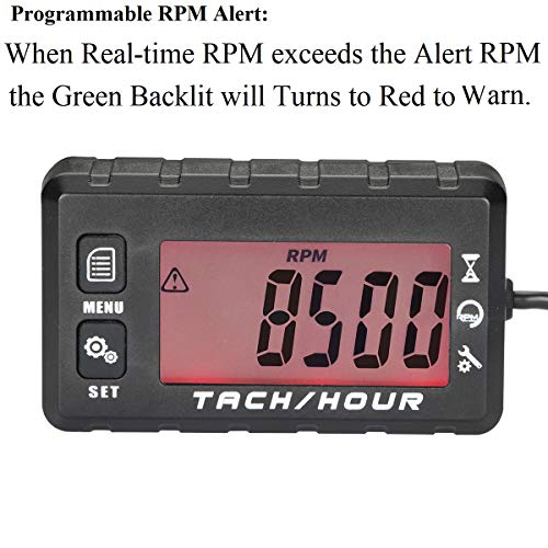 Digital Backlit Tach Maintenance Hour Meter Tachometer for Motorcycle
