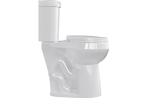 ADA Elevated Two-Piece Toilet, 21" Seat Height, Round Short Design, Top-Mount Dual-Flush, Ceramic Bowl & Plastic Seat (2489B+