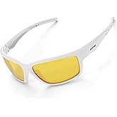 DEAFRAIN Night Vision Glasses, Night Driving Glasses for Men Women, Yellow Tinted with Anti Glare UV Protection Wrap Around for Fishing Cycling